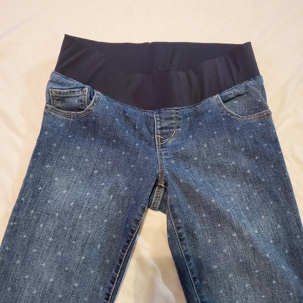Old navy maternity skinny low rise knit panel Printed Denim jeans Size 6